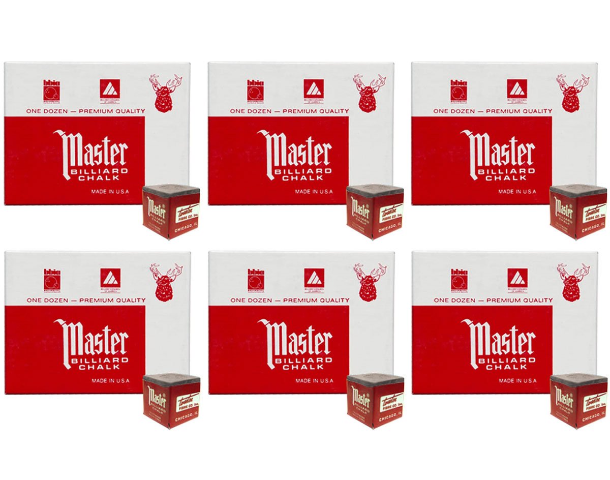Masters Gray Billiard Cue Chalk - 6 dozen