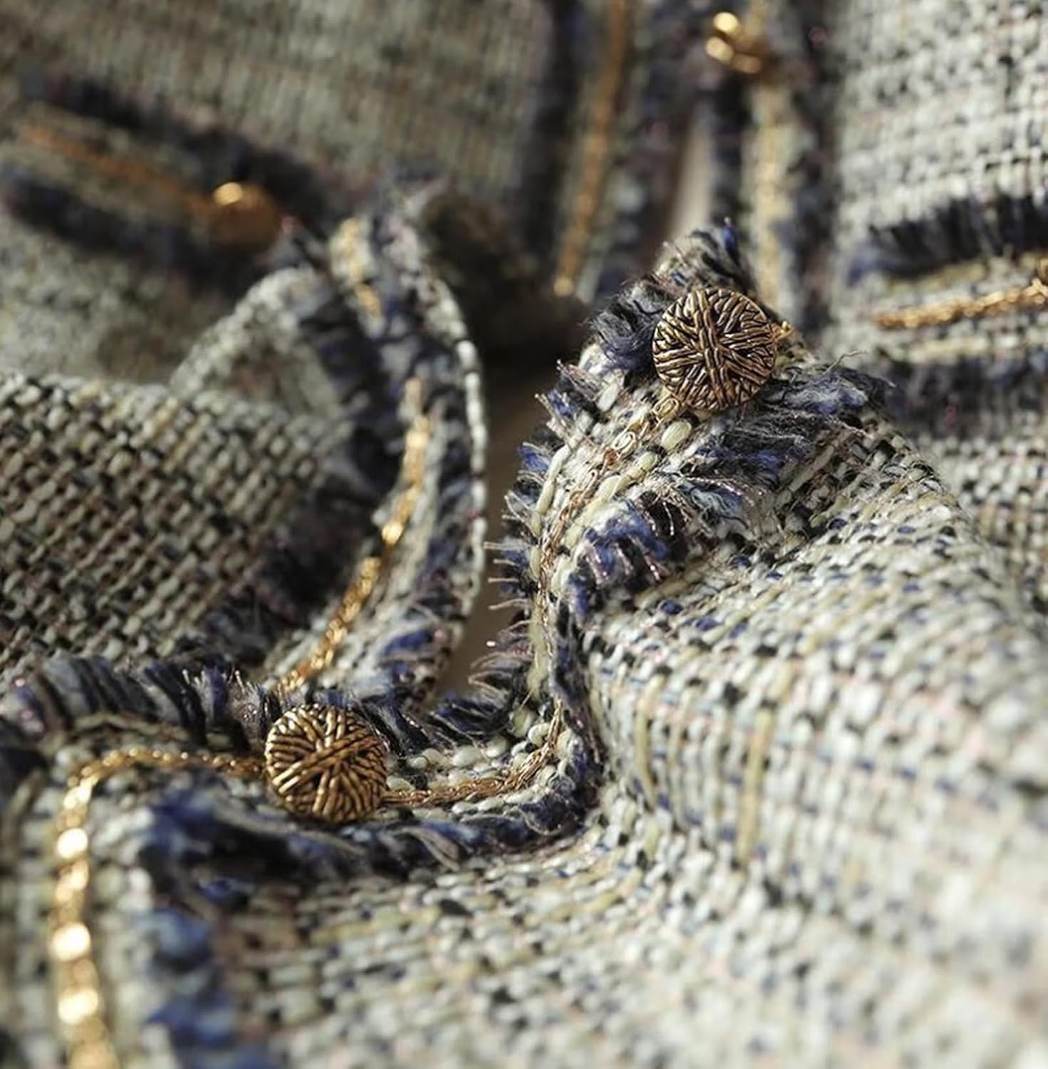 Women's Fashion Tweed Jackets Button Down Cropped Short Cardigan Open Front Long Sleeve Casual Outerwear Sweaters - Image 4