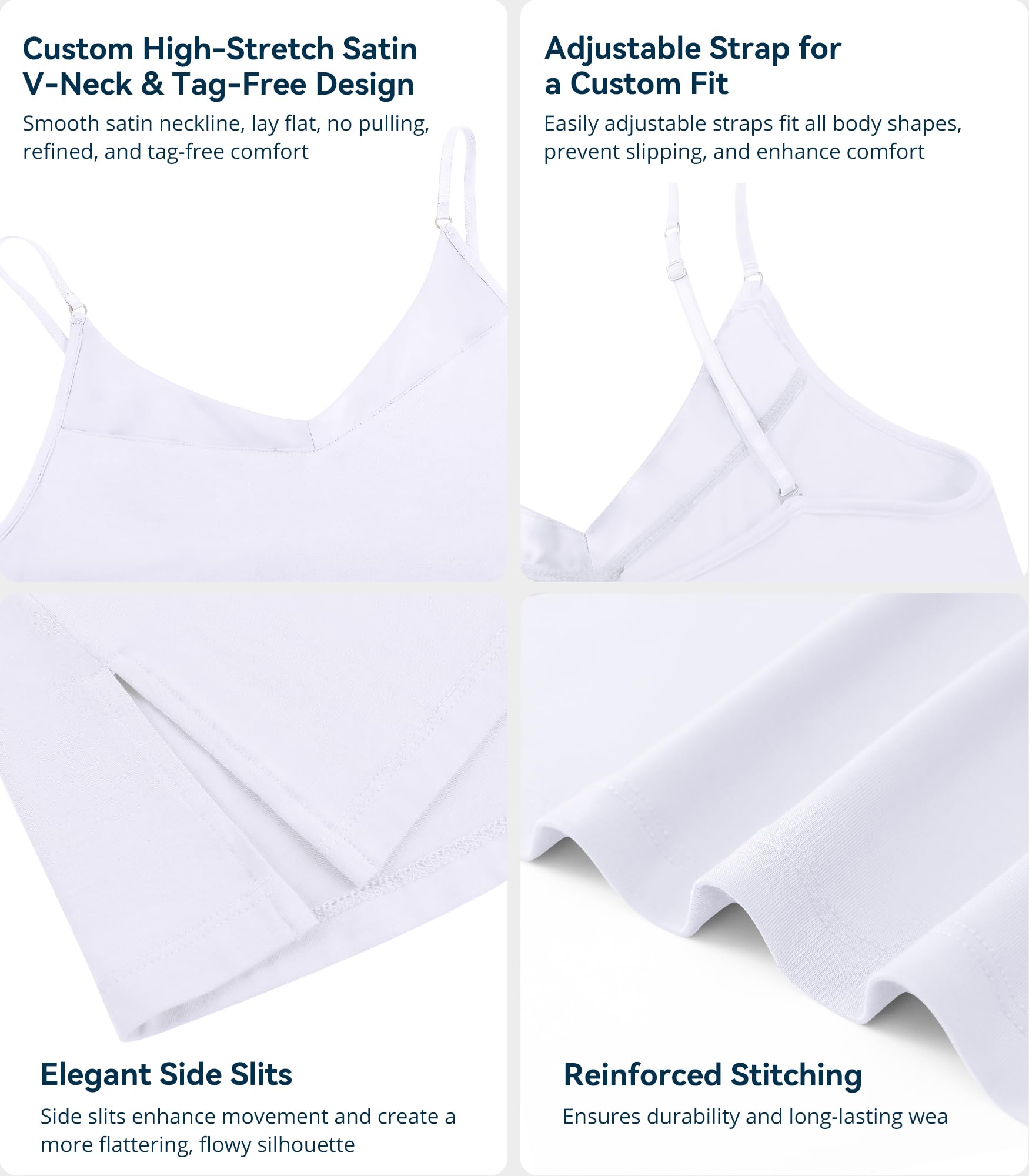 WiWi Damen Bambus-Nachthemd Sexy Camisole Nachtwäsche V-Ausschnitt Nachtwäsche Full Slip für Unterkleid Chemise S-4X