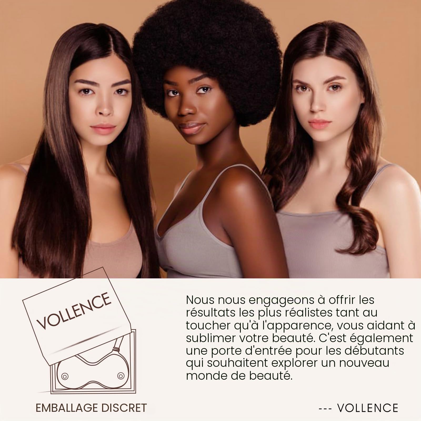 Vollence D Cup Faux Seins Poitrine en Silicone avec Sangles Réglables pour Prothèses de Mastectomie Soutien-Gorge Pads