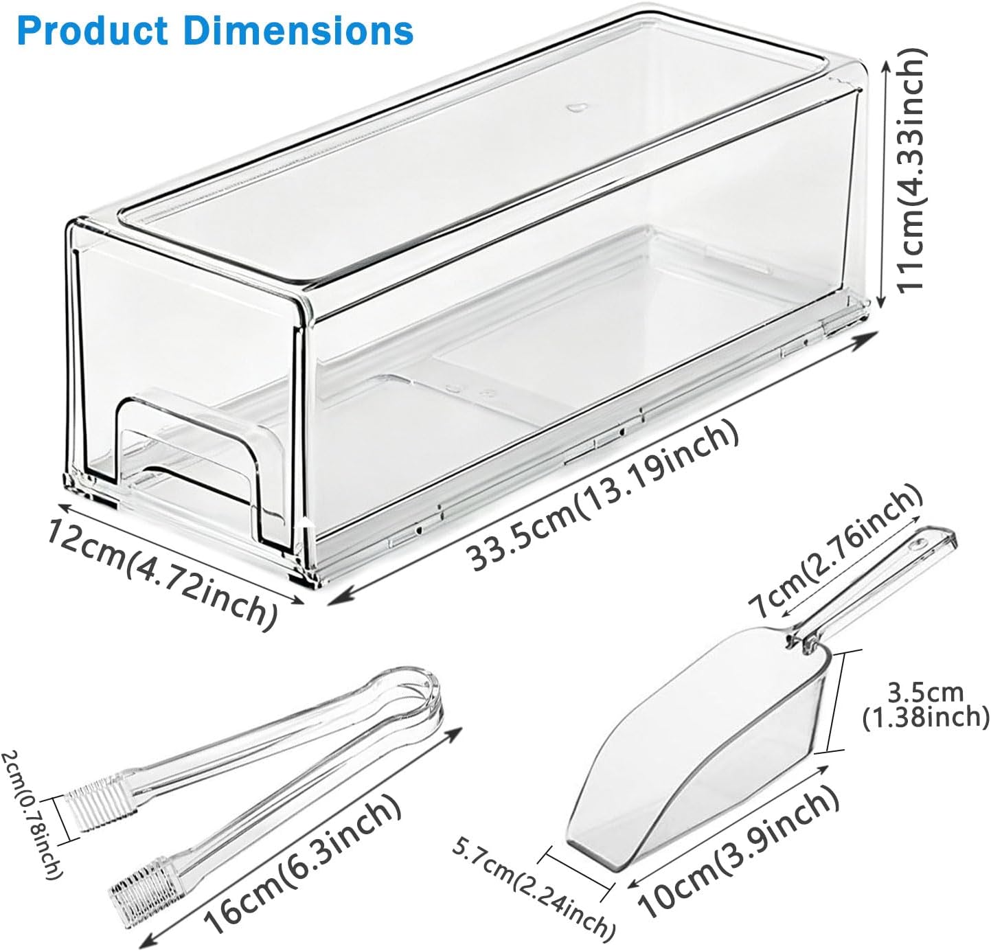 2X Ice Container for Freezer with Scoop Ice Storage Bin with Lid