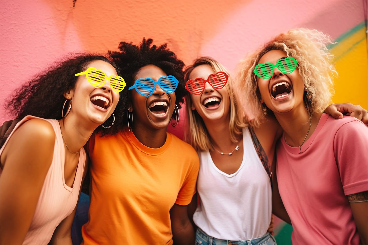 80s Neon Shutter Glasses 6Pcs 90s Retro Style Plastic Slotted Party Favor Disco Eyewear for Women Halloween Costumes