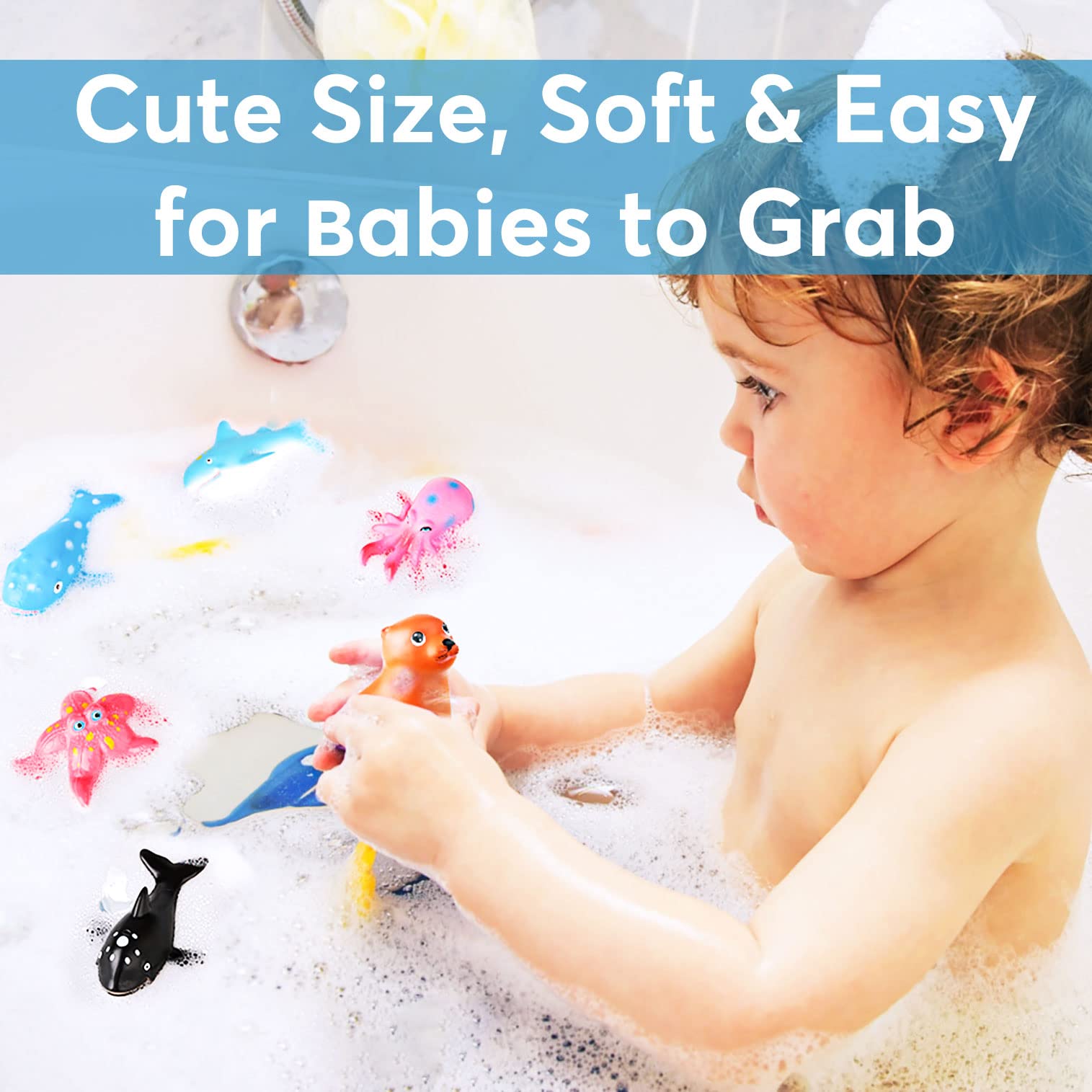 Giocattoli da Bagno Senza Foro per Bambini, 12 Pezzi Senza Muffa Baby Ocean Sea Animal Vasca da Bagno Piscina Giocattoli per Ragazzi Ragazze