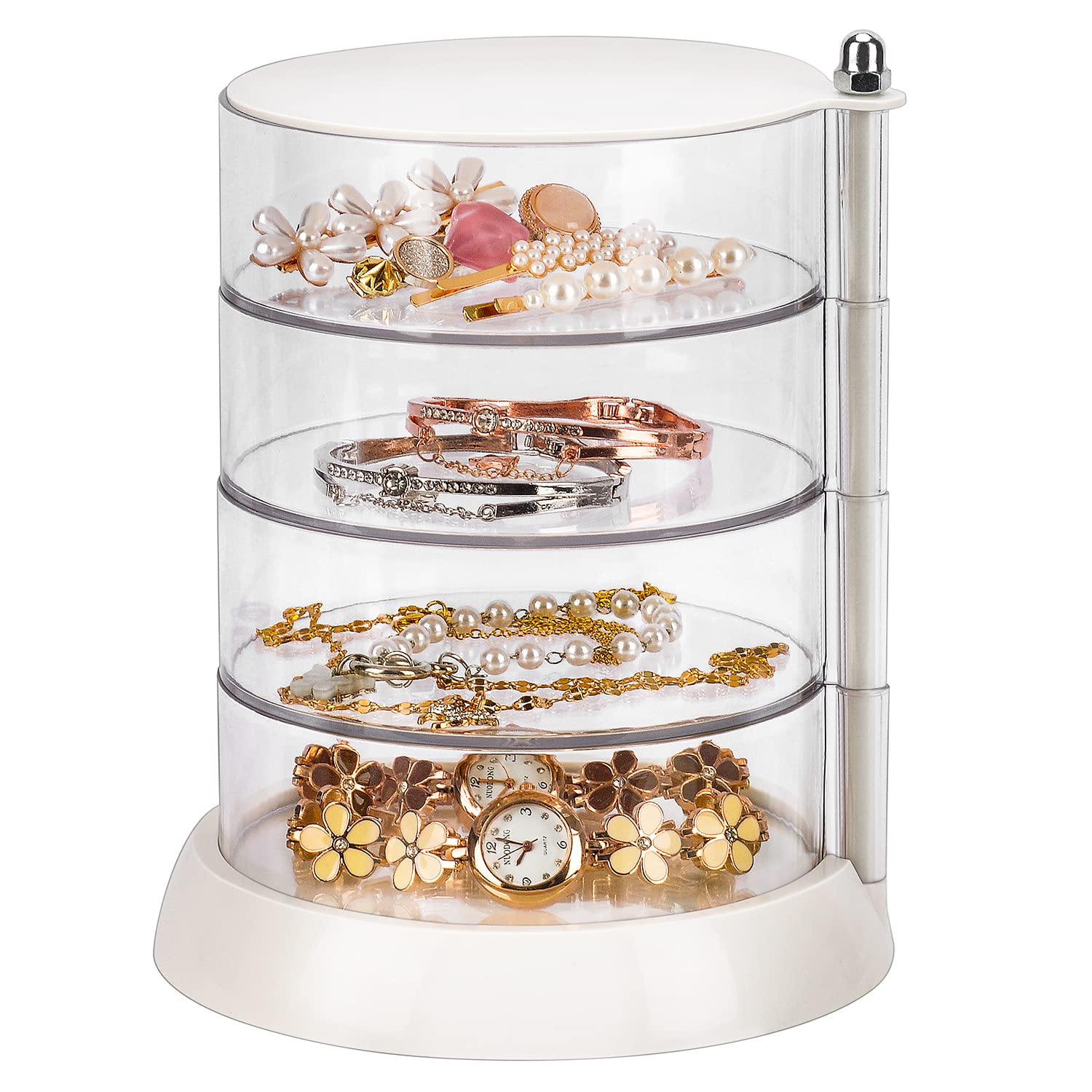 Portagioie 3 Livelli Con Serratura E Specchio, Rosa Chiaro/oro, Organizzatore Per Collane, Anelli, Bracciali