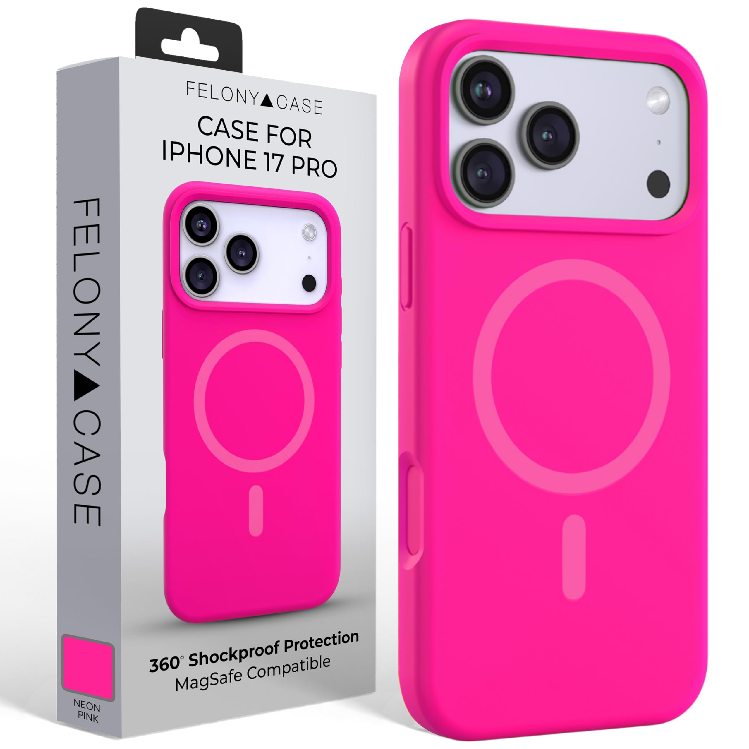 FELONY CASE for Apple iPhone 17 Pro - Neon Pink MagSafe Case, Soft