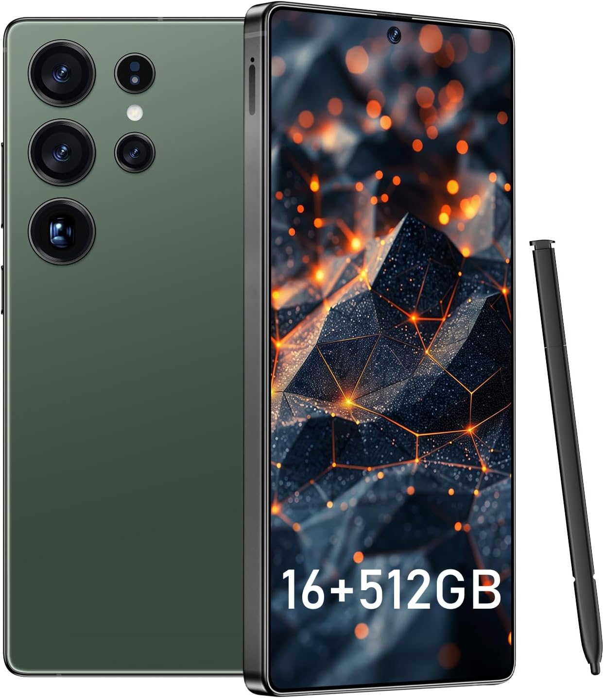 I25 Ultra Smartphone 16GB+512GB Android 14 Smartphone, 6.99" FHD+ Display, 7000mAh Battery, 108MP+68MP Dual Camera, Built-in Pen Stylus, Fast Performance Large Memory (Green)