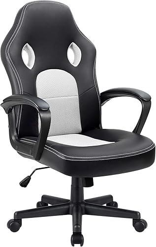 Furmax Silla de oficina, silla de escritorio, silla de cuero para juegos, silla de computadora, estilo de carreras, ergonómica, ajustable,