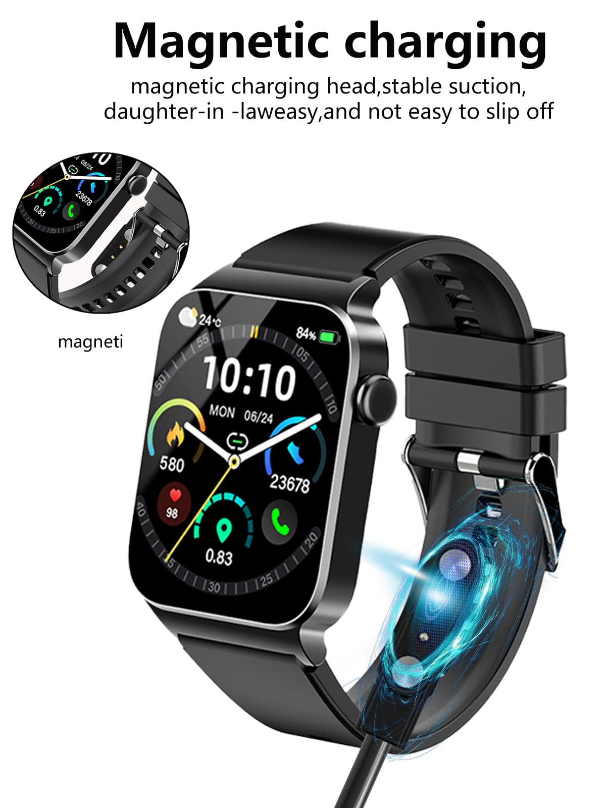 [Confezione da 2] per STECEi T50S Fitness Tracker Smartwatch Cavo di ricarica USB magnetico, cavo di ricarica a 2 pin per Smart Watch.