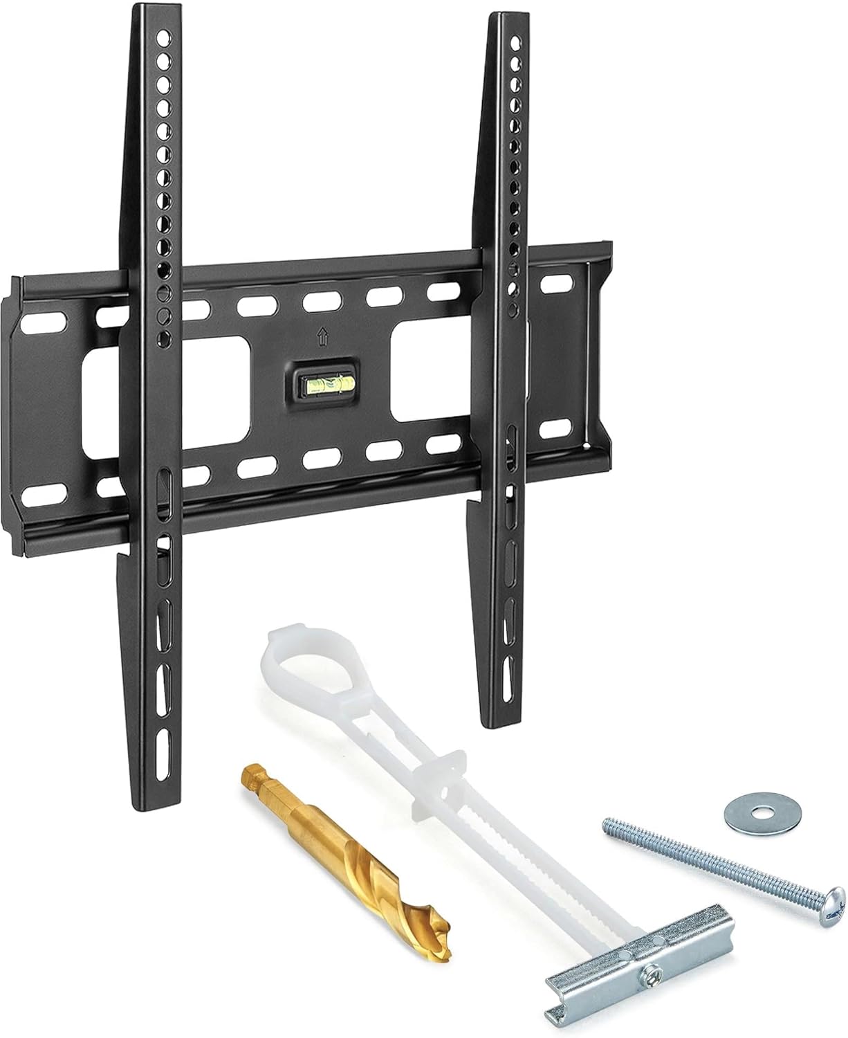 CondoMounts TVF8044 Studless Fixed TV Wall Mount | Universal NO-Drill | NO-Stud Mounting for All Wall Types | Holds 132lbs | Fits 32"-60" TVs | Includes Elephant Anchor Set with T Shape Drill Bit