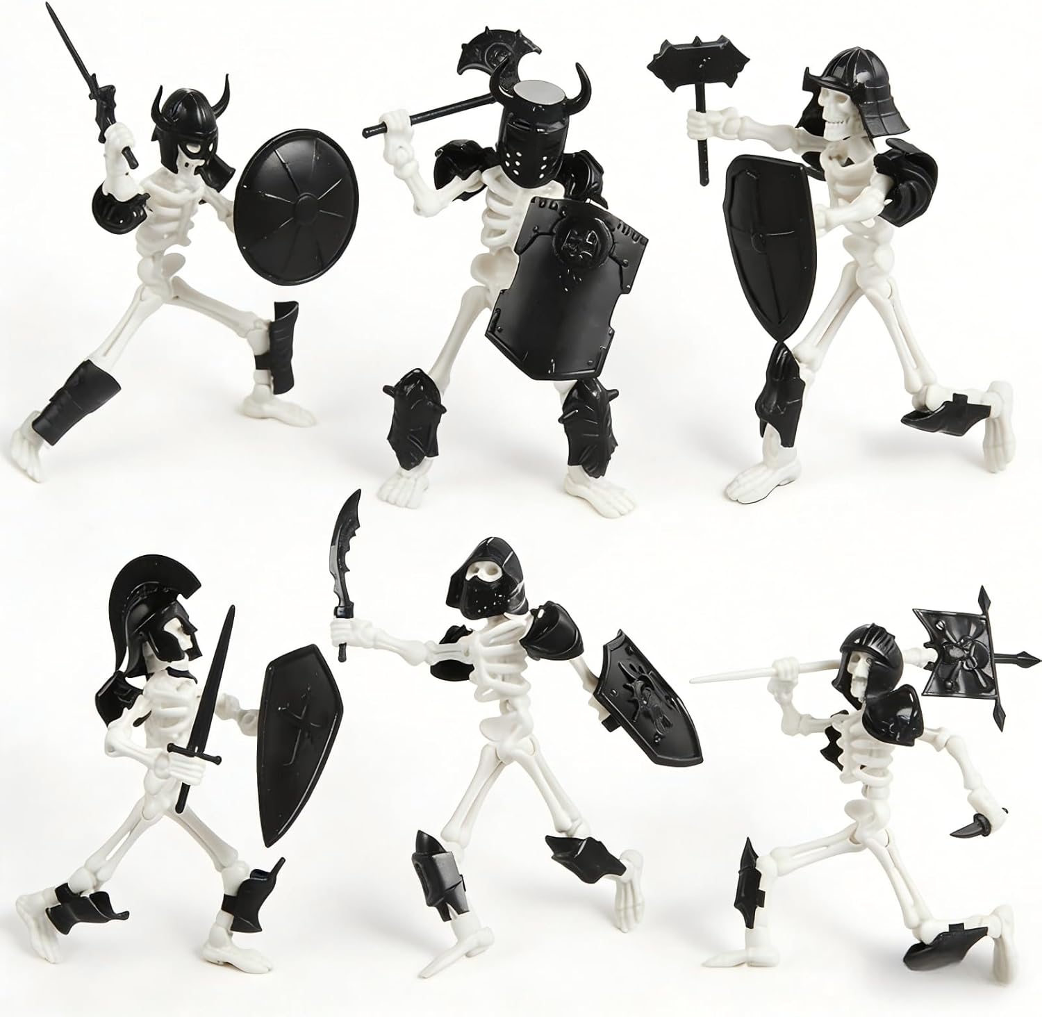 6 Pack T13 Action Figure Set, Skeleton Action Figure Mini Skeletons for Halloween Decorations Dummy 13, Titan 13, Skeleton Toy Multi-Jointed Movable 3D Printed Toys, DIY Assembly Required