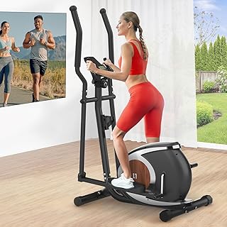 Neezee Ellittiche Magnetico con 16 Livelli di Resistenza, Macchina Ellittica Ultra-silenziosa Per la Casa, Monitor LCD, Portabottiglie, Capacità di Carico 120KG