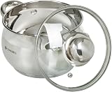 Daniks Classic Induction Cookware Set Stainless Steel with Lid, Cookware Set for All Types of Cookers, 6 Pieces, 2 L Diameter 16 cm + 3 L Diameter 18 cm + 4 L Diameter 20 cm - 9