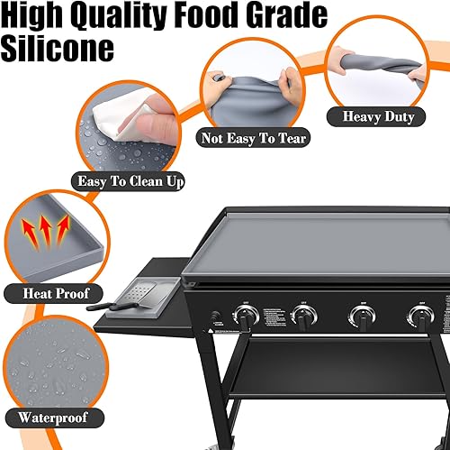 Miniatura 5 de Alfombrilla de silicona de 36 pulgadas y espátula para parrilla Blackstone de 36 pulgadas, cubierta de silicona de grado alimenticio para