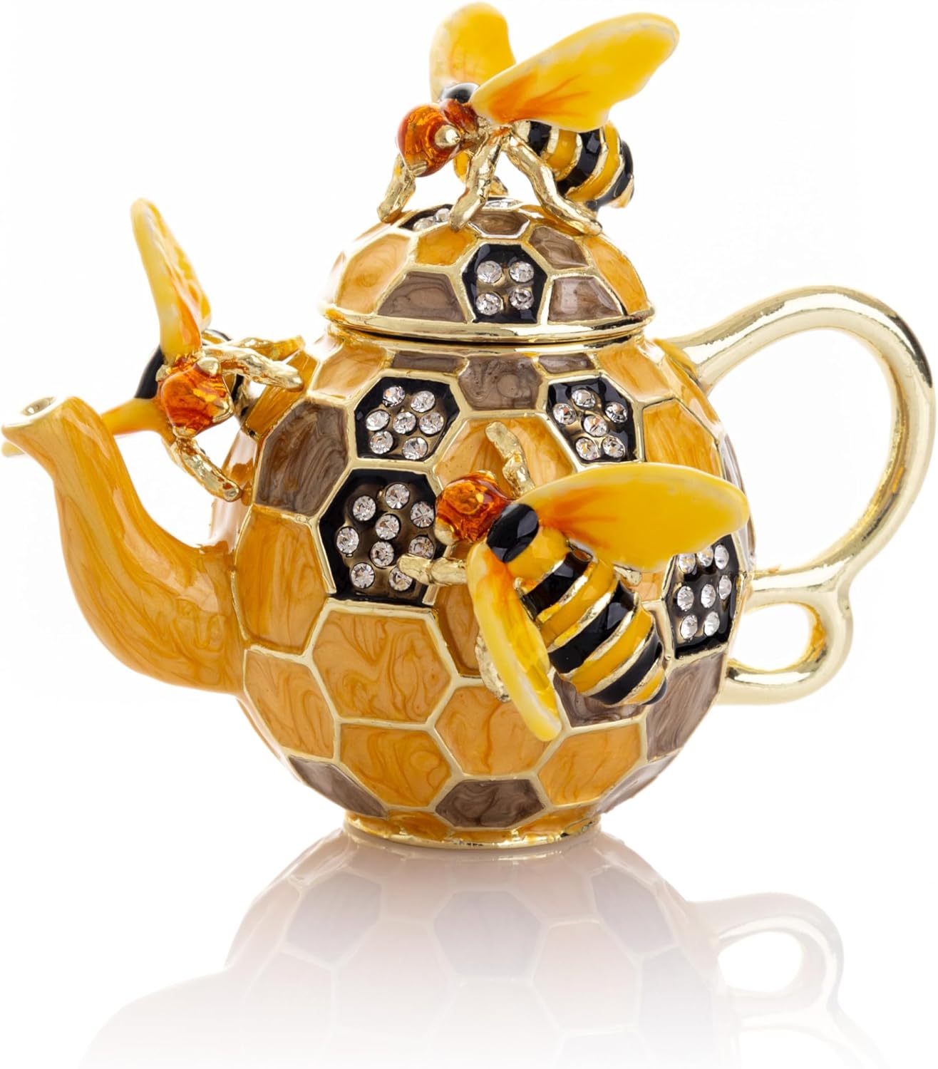 Keren Kopal Bee & Honeycomb Teapot Trinket Box