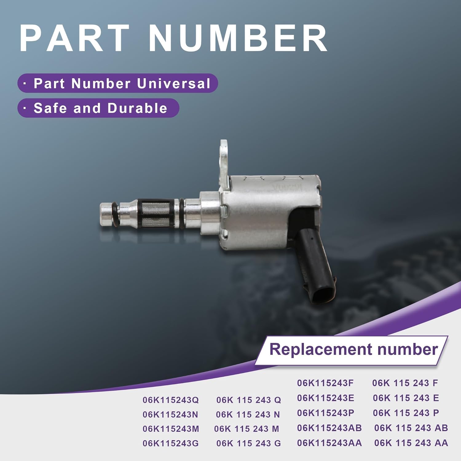 Oil Pressure Control Solenoid Valve VVT Actuator Valve 06K115243AA Replacement For VW Golf Sharan Touareg Audi A3 A4 A5 A6 A7 Q5 Q7 Q8 TT Porsche Macan Skoda Octavia 2.0T 95811524300
