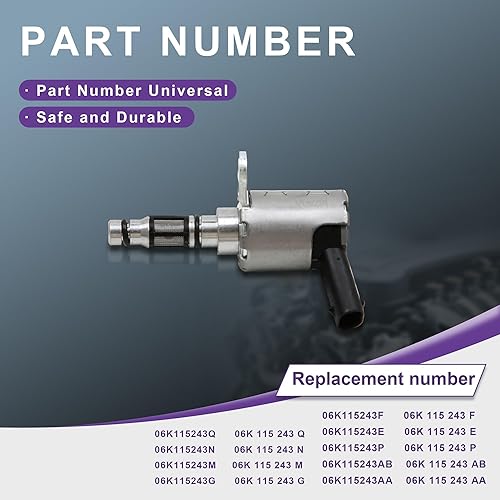 Miniatura 5 de Válvula solenoide de control de presión de aceite VVT Actuador Válvula 06K115243AA Reemplazo para VW Golf Sharan Touareg Audi A3 A4 A5 A6 A7 Q5 Q7