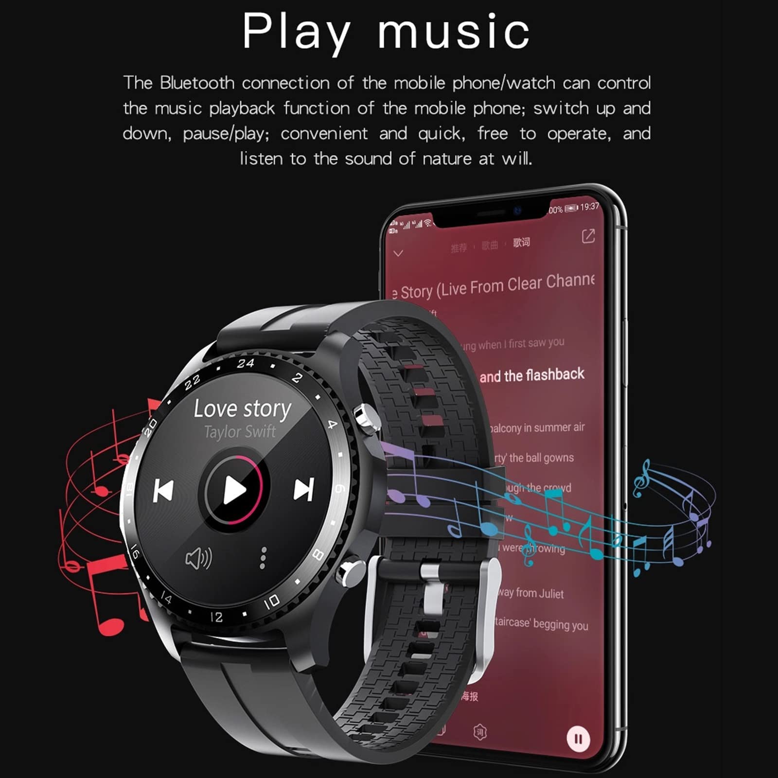 Inteligentny zegarek dla mężczyzn Kobiety Smartwatch dla telefonów z systemem Android iOS z ekranem 1,28 cala Sport GPS Połączenie Bluetooth Krokomierz Kalorie IP67 Wodoodporny monitor aktywności