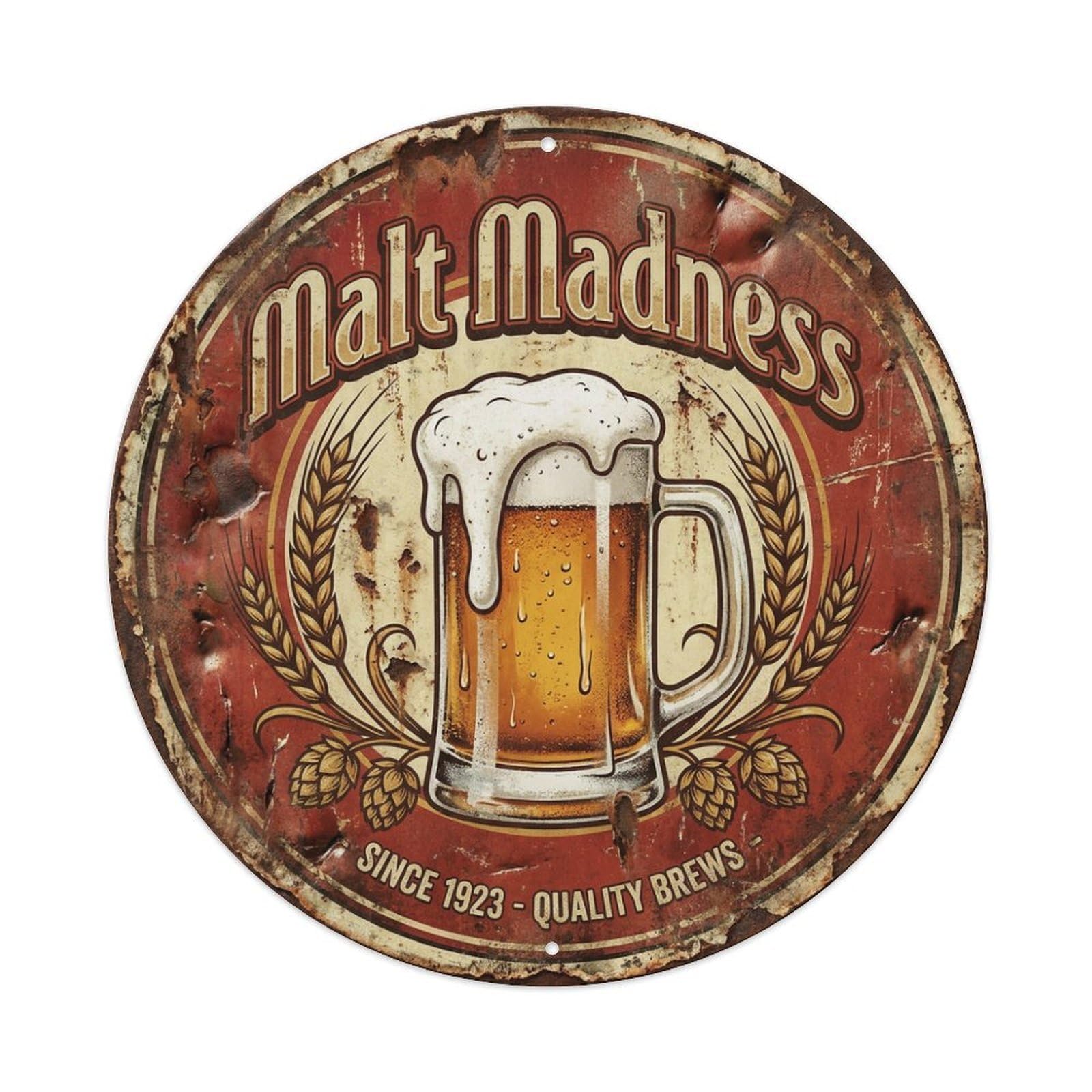 Fyrn Style Metal Tin Sign Vintage Beer Tavern Malt Madness Retro Bar For Pub