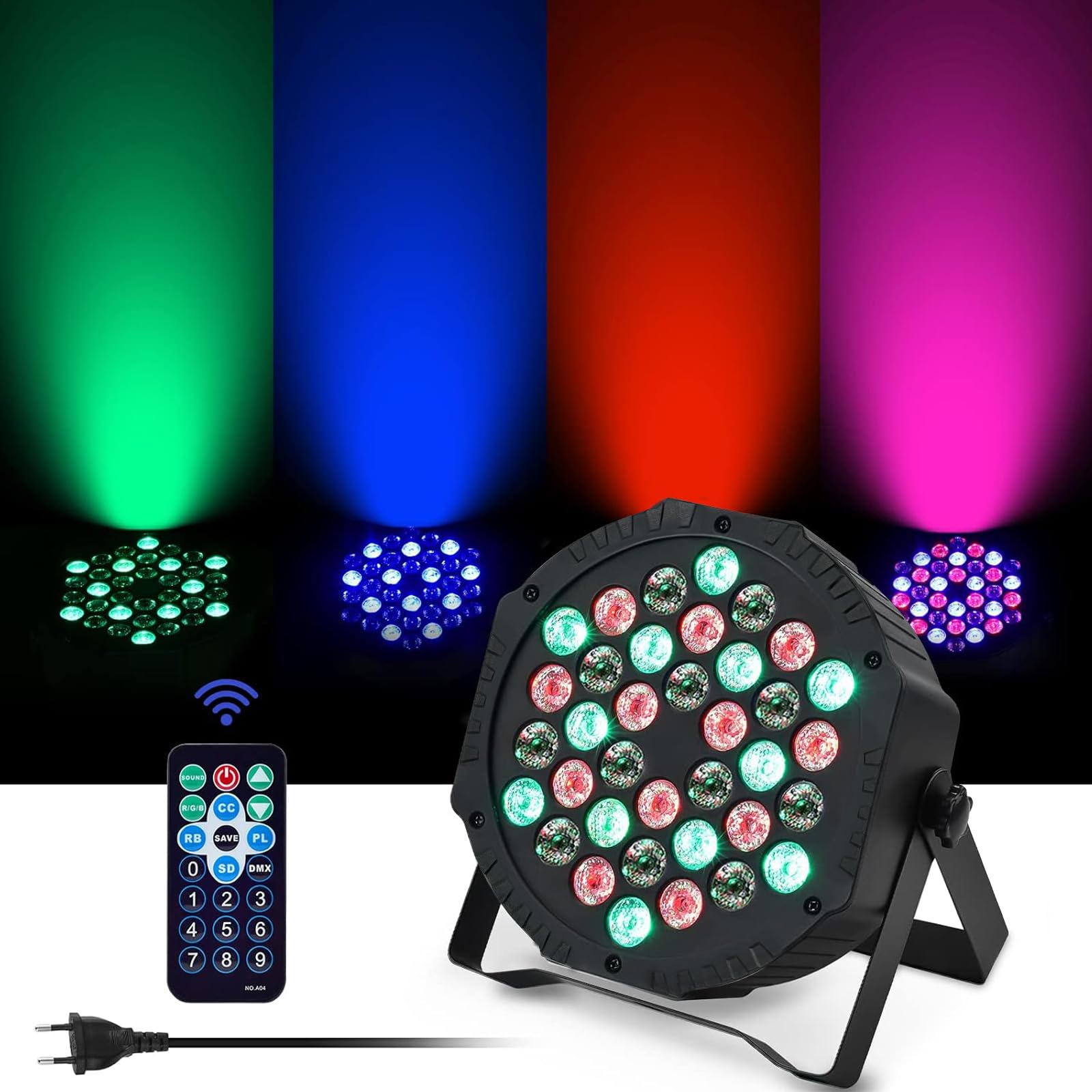 LEDパーライト RGBW 36個 LED Par LED RGB 36LED 72W Luci LED Discoteca DMX512 con Telecomando