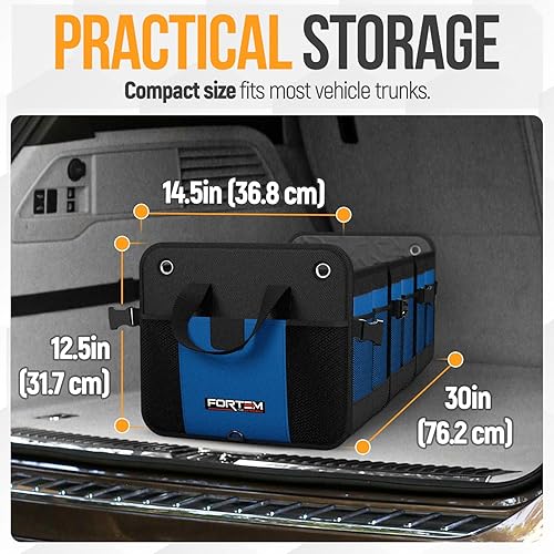Miniatura 3 de FORTEM Organizador de maletero de coche, plegable, impermeable, parte inferior antideslizante, correas, almacenamiento de carga