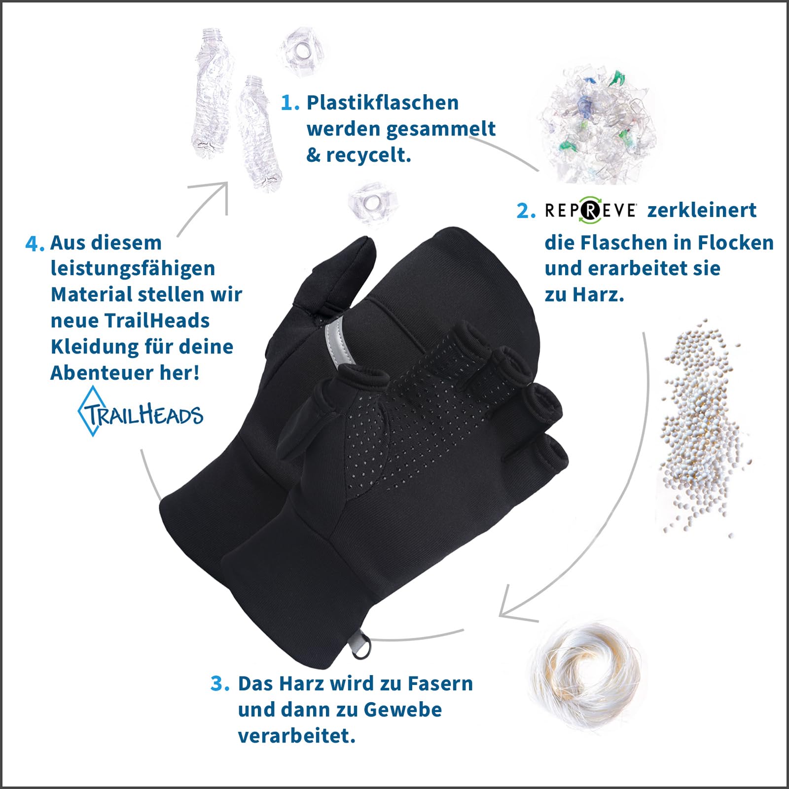TrailHeads Trainingshandschuhe Wandelbar mit Powerstretch - Fingerlose Handschuhe für Damen - Wintersport- und Fahrradhandschuhe Damen