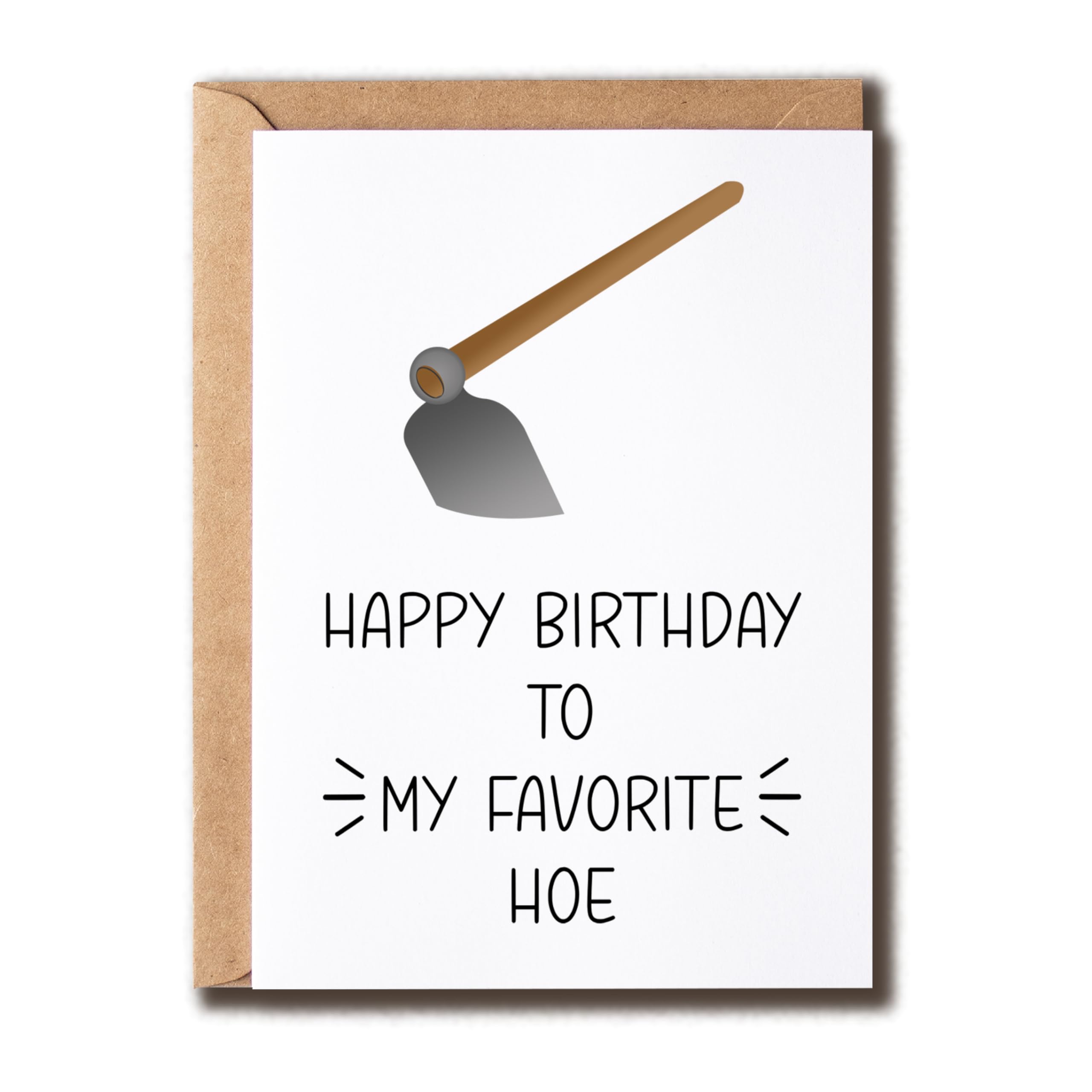KPLDESIGNS Happy Birthday Card - Favorite Hoe - Best Friend - Funny - Blank Inside - 5 x 7 inches