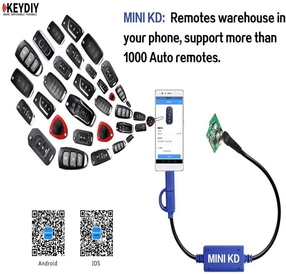 KEYDIY Mini KD Remote Key Generator Remotes Support Android Make More Than 1000 Auto Remotes Single Cable