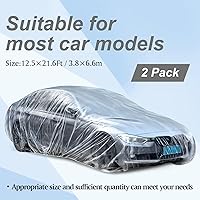 Vista 2 de BBTO Paquete de 50 fundas universales de plástico para automóvil con banda elástica, fundas transparentes desechables a granel de 12.5 x 21.6 pies