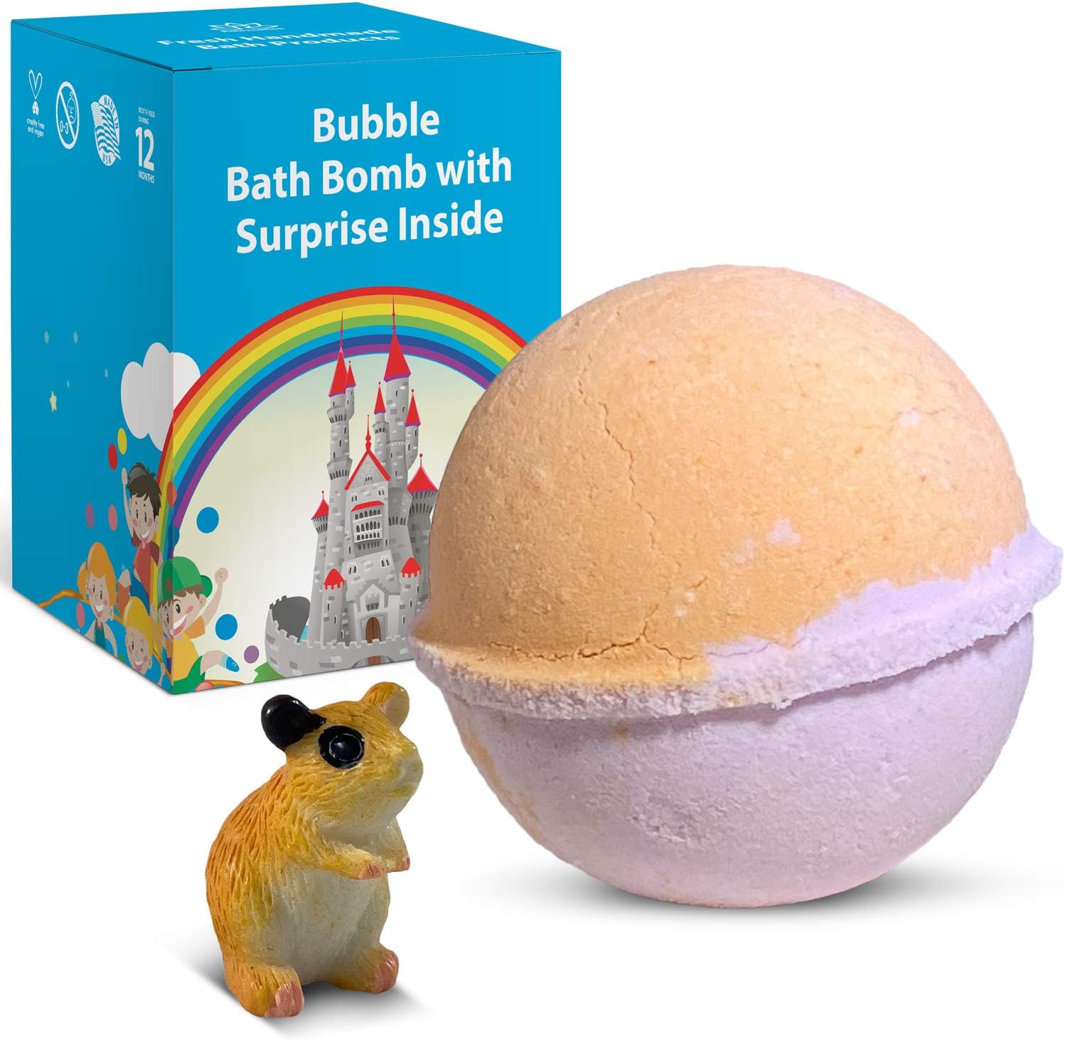 Funny Gopher Toy in Bubble Bath Bomb for Kids with Surprise Inside - Natural Ingredients Safe for Kids - Coconut and Olive Oils, SAGE and Citrus Fragrance - Comes in Giftable Box