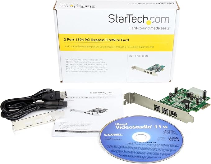 StarTech Tarjeta PCI Expres 3 Puertos FireWire miniatura 8