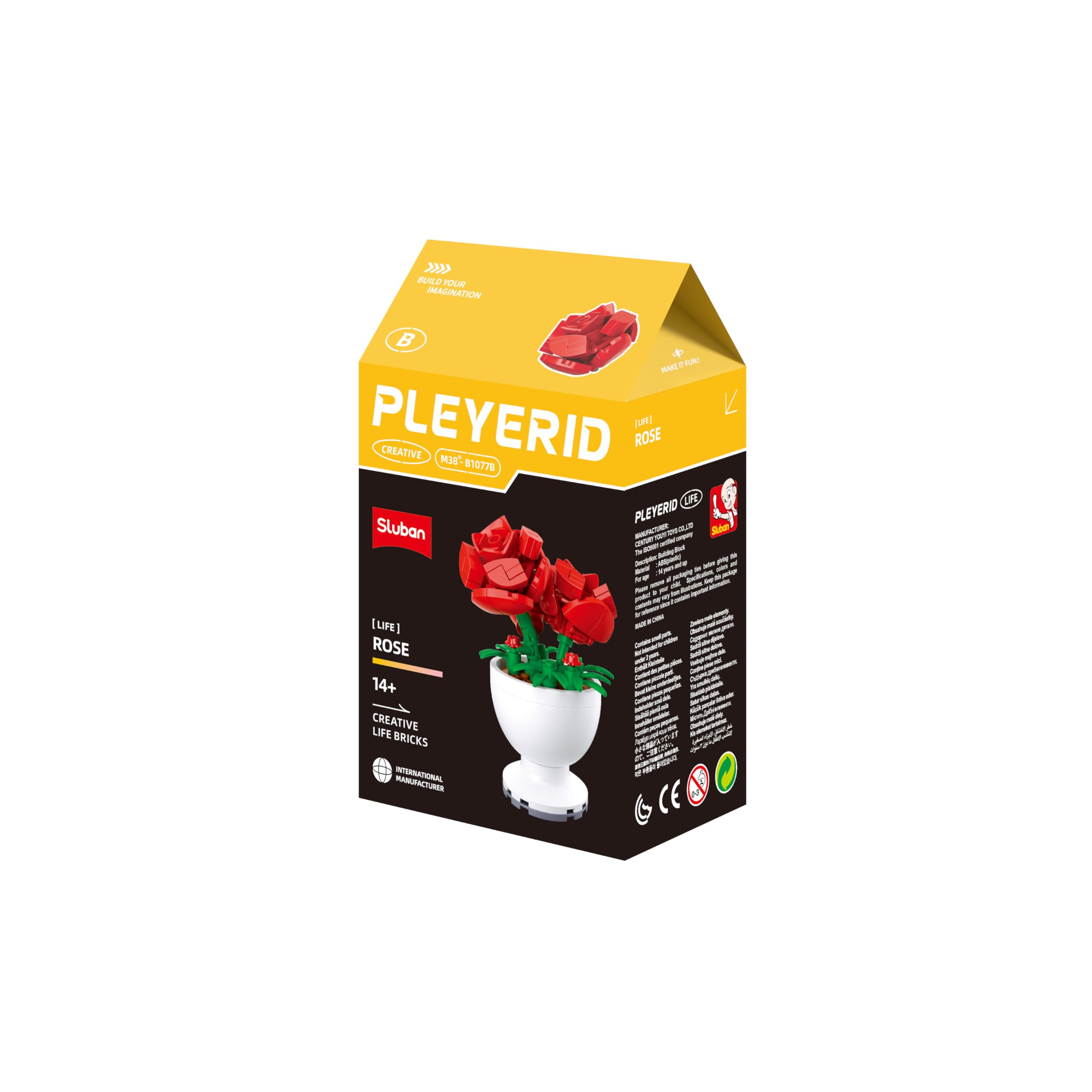 Sluban Pleyerid Creative Life Bricks M38-B1077 Boîte de présentation de Collection de Fleurs Jaune et Noir