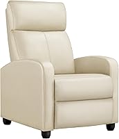 Yaheetech PU Leather Recliner Chair - Adjustable Single Recliner Sofa with Pocket Springs, Modern Home Theater Seating, Beige 265lb Capacity