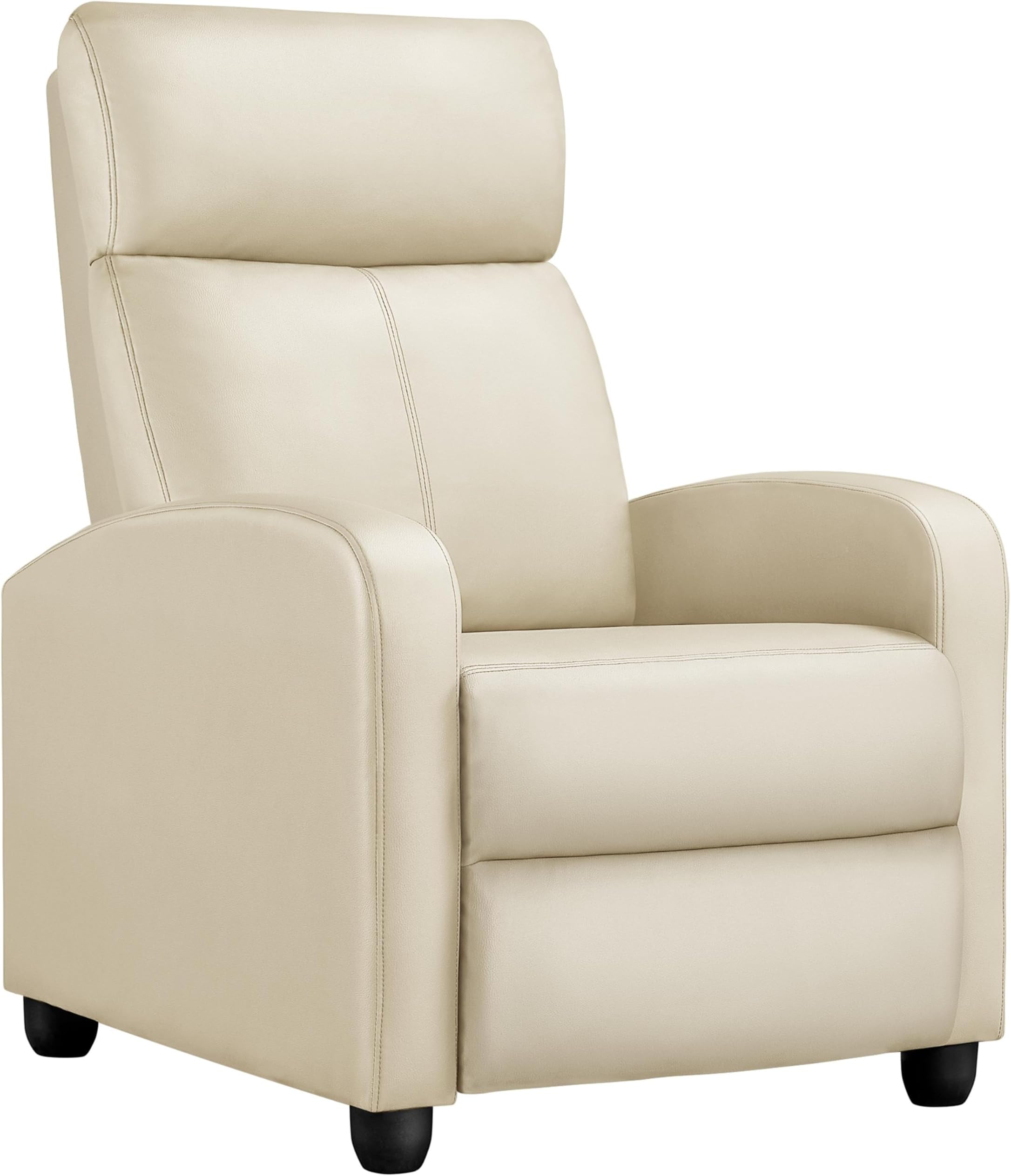 YaheetechRecliner Chair PU Leather Recliner Sofa Home Theater Seating Adjustable Modern Single Reclining Chair Sofa with Pocket Spring Living Room Bedroom Beige