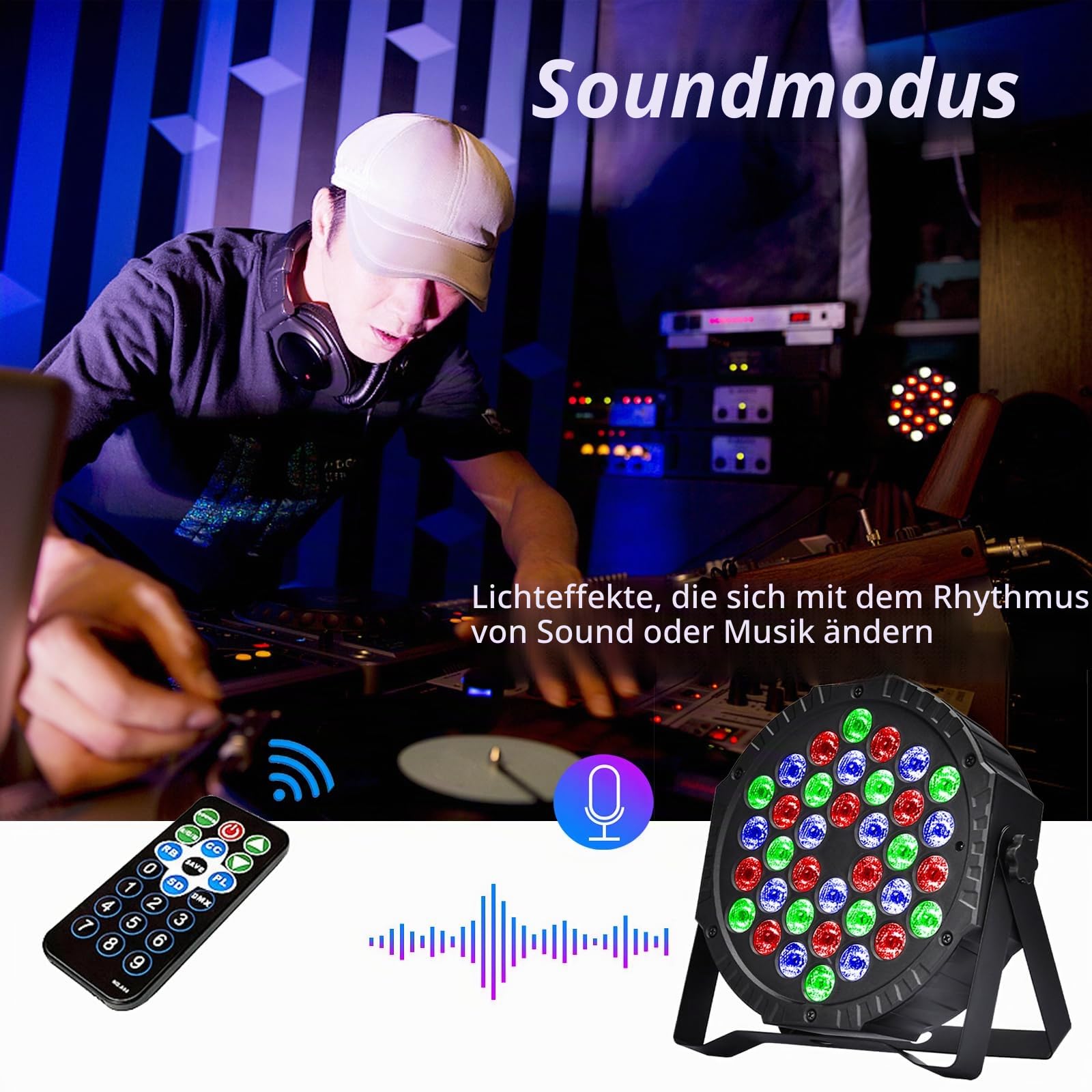 LED Par Strahler 36 LED Bühnenlicht Discolicht Partylicht DJ Licht RGB mit Fernbedienung Bühnenbeleuchtung 7 Beleuchtung Modi für KTV DJ Bar Party Hochzeit Halloween Weihnachten (4)