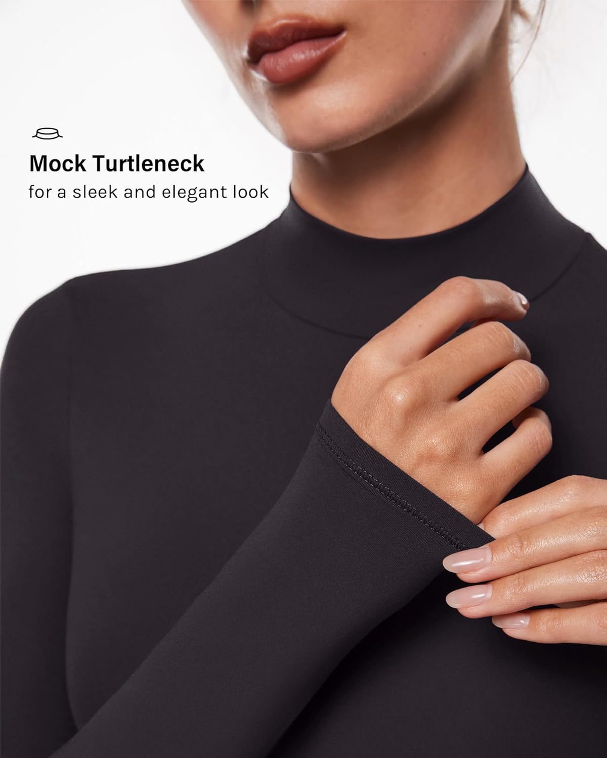INLYRIC Women's Inbarely Soft Mock Turtleneck Double Lined Long Sleeve Tops Going Out Slim Fitted Sexy Trendy T-Shirts - Image 4
