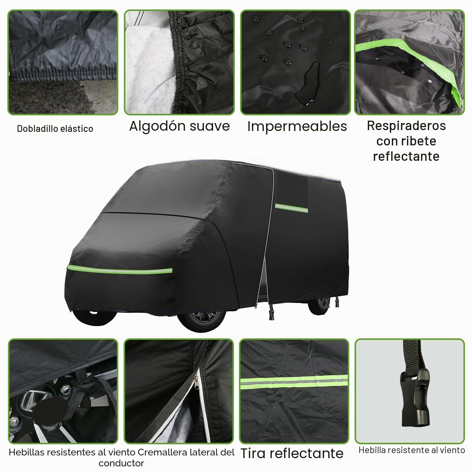 Funda completa para Fiat Ducato de 6 capas, protección contra granizo, impermeable, para todo tipo de clima, con tira reflectante y bolsa de almacenamiento para Fiat Ducato (2,05 x 6 x 2,5 m)