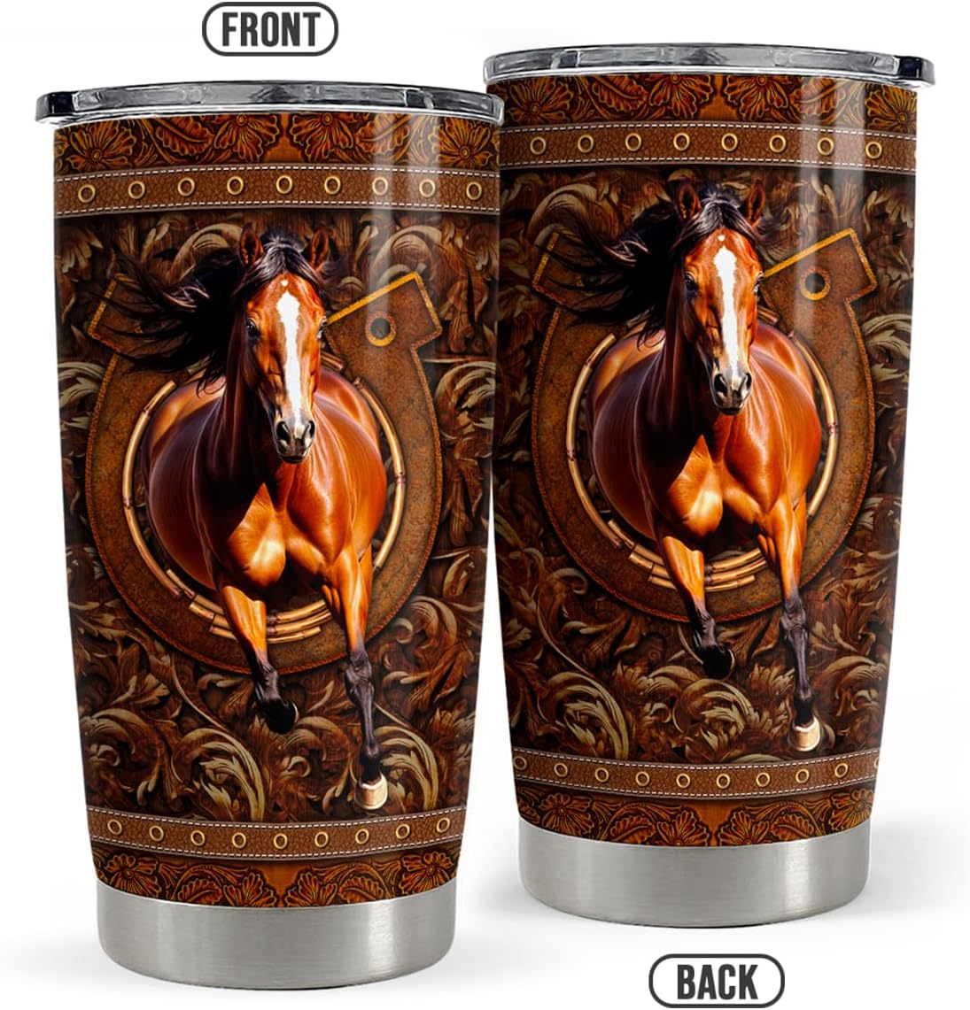 SANDJEST Horse Tumbler 20oz Stainless Steel Insulated Travel Mug Cup for Women Men Horse Gifts for Birthday Christmas Mothers Day Fathers Day - Image 3