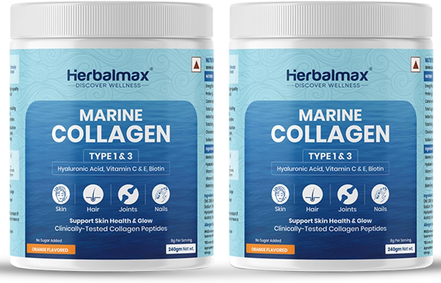 Herbal max Hydrolyzed Marine Collagen Supplement - 480g With Hyaluronic Acid, Vitamin C & E, Biotin Supports Healthy Skin, Hair, Nails, Bone & Joint | Type 1 and Type 3 Collagen Peptides |