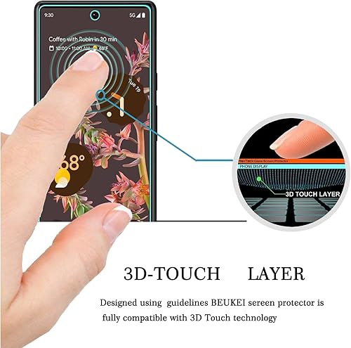 Miniatura 2 de Paquete de 4 protectores de pantalla de vidrio templado compatibles con Google Pixel 6 5G / Google Pixel 6, sensible al tacto, compatible con