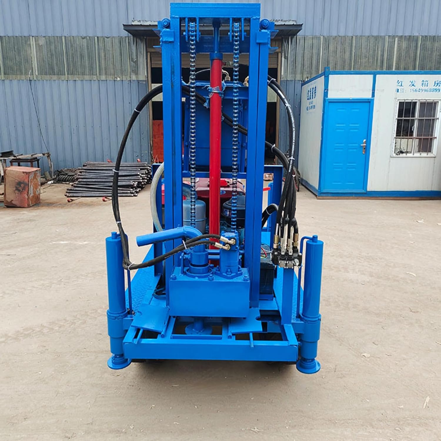 200M Portable Hydraulic Borehole Drill Rig, Easy Transport Water Well Drilling Machine Crawled Borehole Machine for Backyard Installation & Small Farm Irrigation
