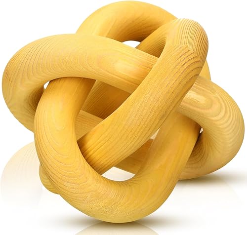 Miniatura 13 de Decoración de Nudo de Madera de 3 Eslabones - Decoración de Mesa de Centro Tallada a Mano, Decoración de Eslabones de Cadena Boho, Estante Moderno,