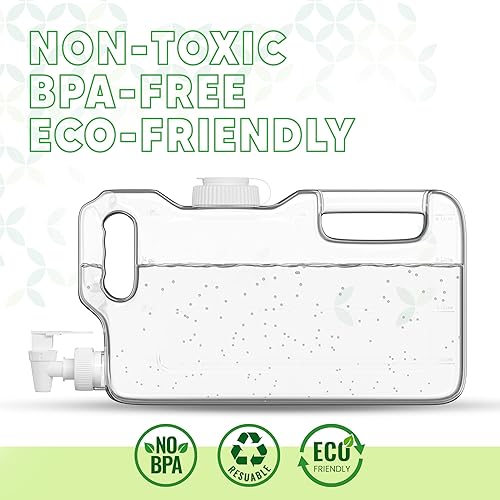 Miniatura 7 de Dispensadores de agua para refrigerador, botella delgada de 1.1 galones con espita, jarra de agua rectangular de plástico sin BPA a prueba de fugas