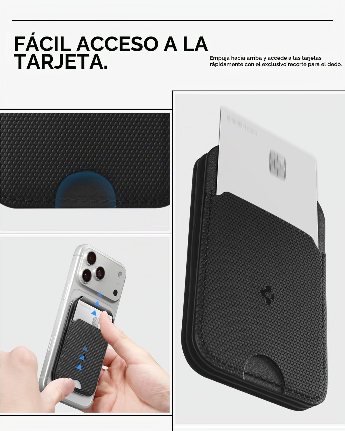 Spigen Cartera Magnética Slim Fold MagFit con Soporte para Tarjetas y Trípode [3 Tarjetas] Compatible con iPhone 17 17e 16 15 14 13 12 Pro MAX Air y Pixel 10 Series Compatible con MagSafe y Pixelsnap