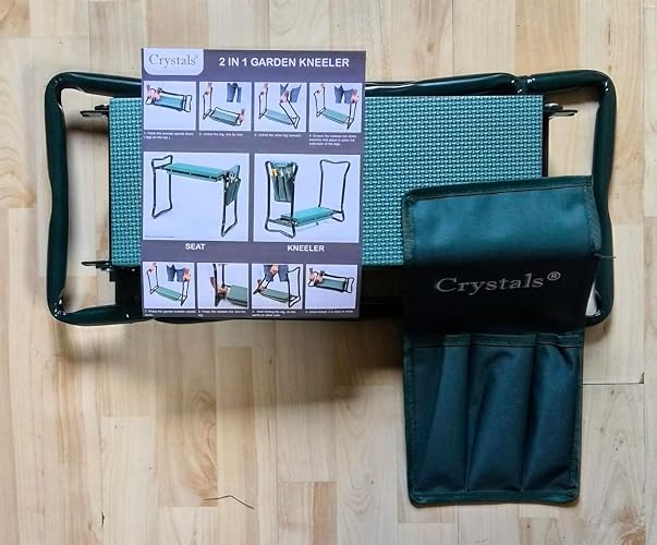 Crystals Klappbare Garten-Kniebank – 2-in-1 Sitz Und Kniehilfe, EVA-Schaum, Stahlrahmen, Klappbar, Mit Werkzeugtasche, Für Bequemes Gärtnern