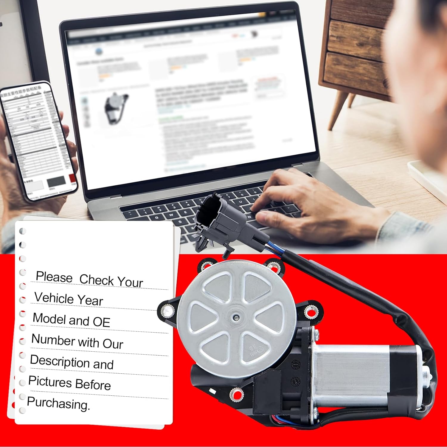 SMMS Driver Side Front Left Power Window Lift Motor with Anti-Clip Function for Nissan Versa 2007-2012 for Sedan Hatchback OE:80731ED00A 80731ED000 80731ED00B