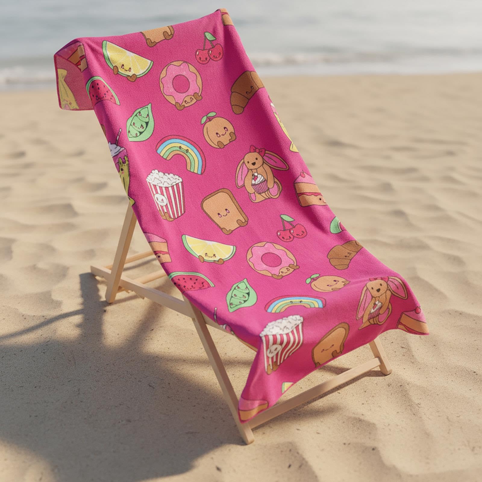 Ohs Women's Magenta - Sweet Pies Large Beach Towel Sweetie Pies, Super Soft Quick Dry Sand Free Beach Towels For Adults Kids Lightweight Compact Travel Pool Swim Summer Essentials Microfibre Towel, Magenta - 71 X 152Cm