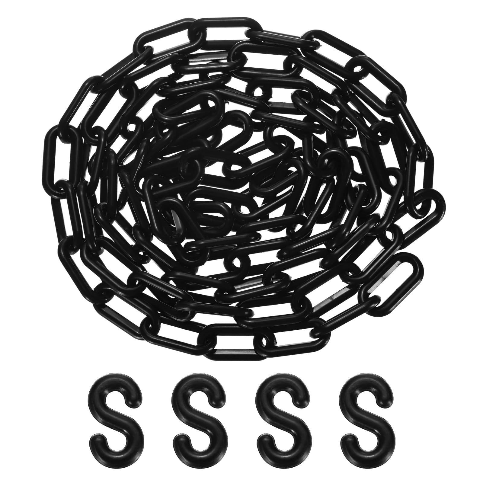 M METERXITY Plastic Barriers Chain, 10Ft Length Black Plastic Waterproof Safety Chain Link with S-Shaped Buckle for Crowd Control/Elevator/Parking/Driveway, Caution Barriers Link