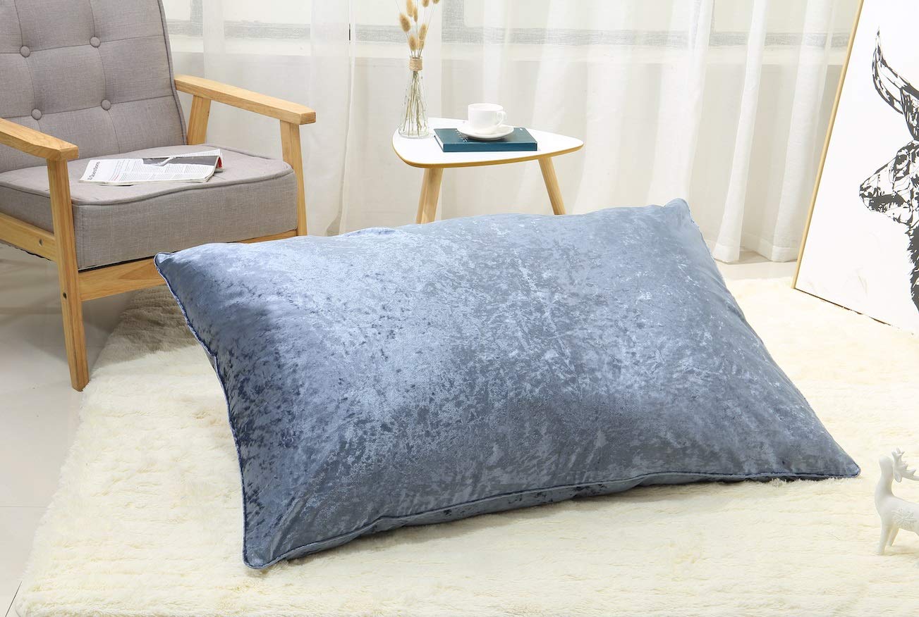 EHD New Crushed Velvet Cushion Covers Super Soft Luxury Style Decor Plush Cushion Covers Dark Grey, 24" x 32" (60x80cm)