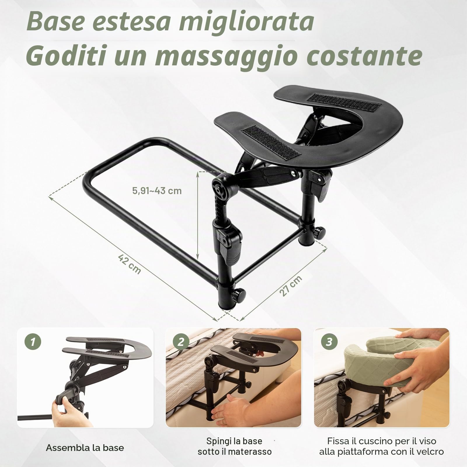Poggiatesta da massaggio per letto, culla regolabile per massaggio viso a casa, kit portatile per lettino da massaggio per dormire, cuscino a faccia in giù dopo chirurgia oculare