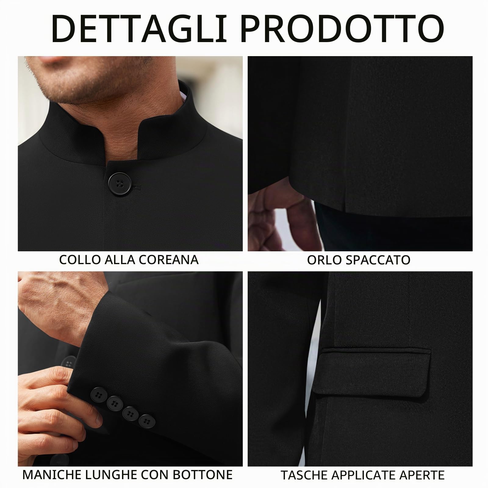 Giacca da uomo casual con colletto alla coreana, leggera, foderata, per sport, da lavoro